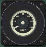 Screen dump of traditional gauge speedometer with pointer